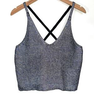 Urban Outfitters Silence + Noise Iridescent Criss Cross Back Knit Tank Top Large
